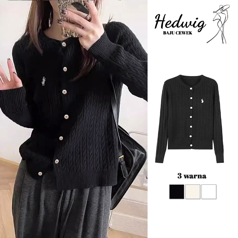 Hedwig——POLO Cardigan Sweater Wanita - Jaket Cardigan - Rajut Wanita