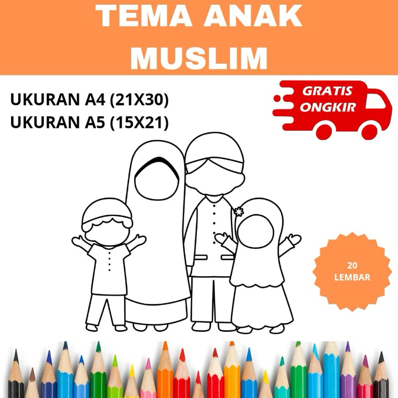 

Lembar Kertas Mewarnai Anak - Tema Anak Muslim