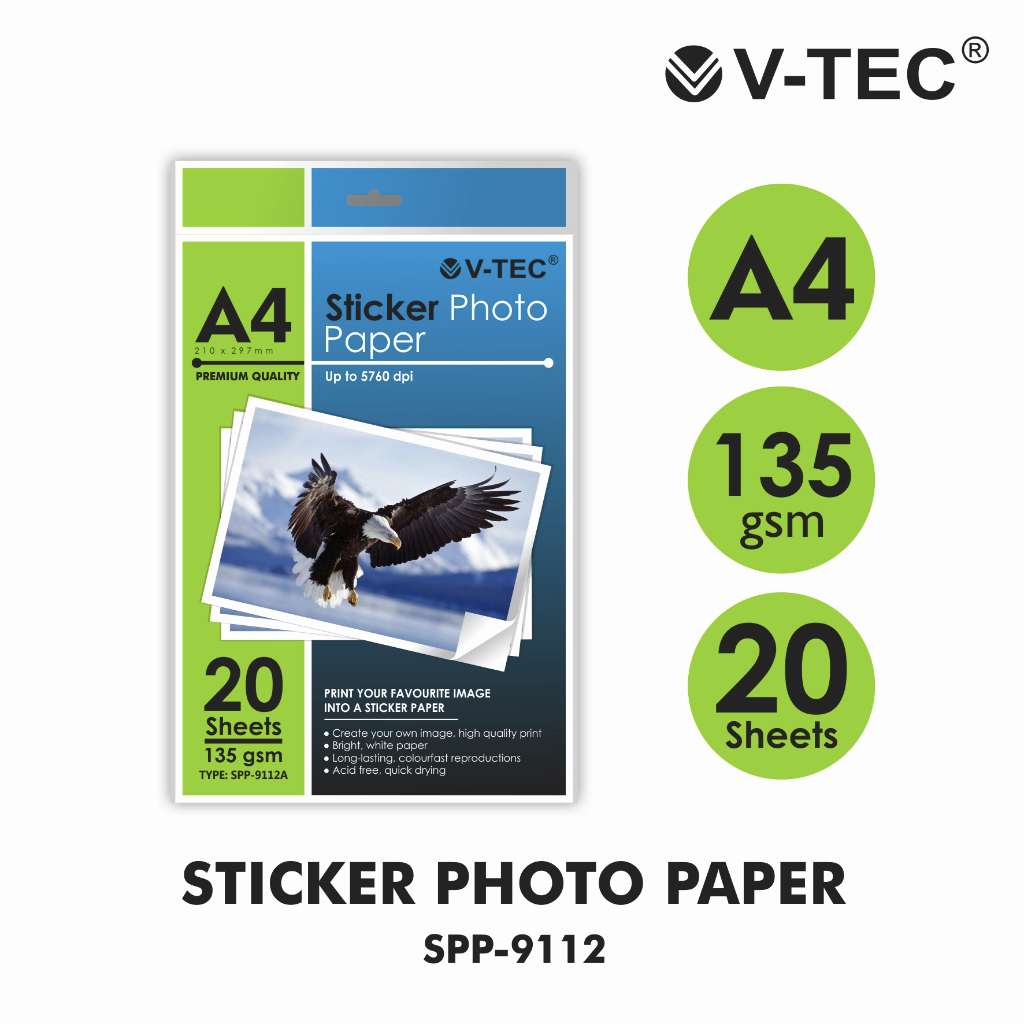 

Sticker Glossy Photo Paper VTEC - Kertas Sticker Foto VTEC 135gsm