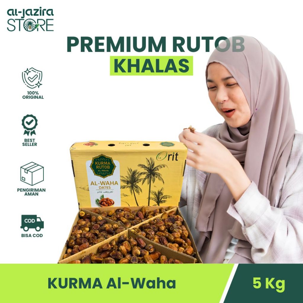 

Kurma Ruthob Khalas Al-Waha 5KG Kholas Dates Premium Panen Terbaru Manis Lembut Daging Tebal