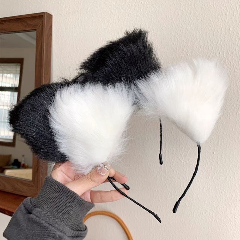 Bandana Bulu Motif Kuping Kucing / Bando Telinga Kucing / Bando Korea Lucu