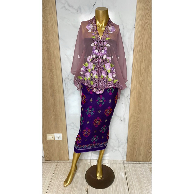 KEBAYA BORDIR KUPU-KUPU UNGU / KAIN KEBAYA / KEBAYA BALI