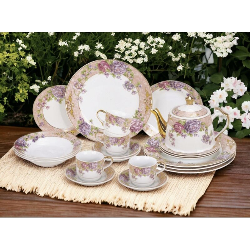 VICENZA Dinner Set D22 Magnolia Perangkat makan Vicenza dengan piring Vicenza terdiri dari 3 size, y
