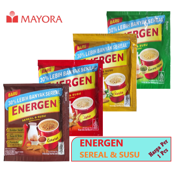 

Energen Sereal & Susu Cokelat/Vanilla/Kcg Hijau/Jahe