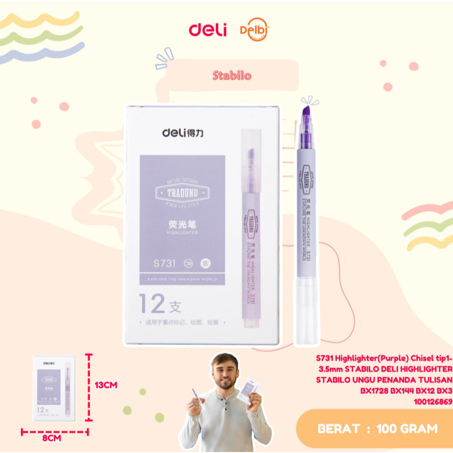 

S731 Highlighter(Purple) Chisel tip1-3.5mm STABILO DELI HIGHLIGHTER STABILO UNGU PENANDA TULISAN