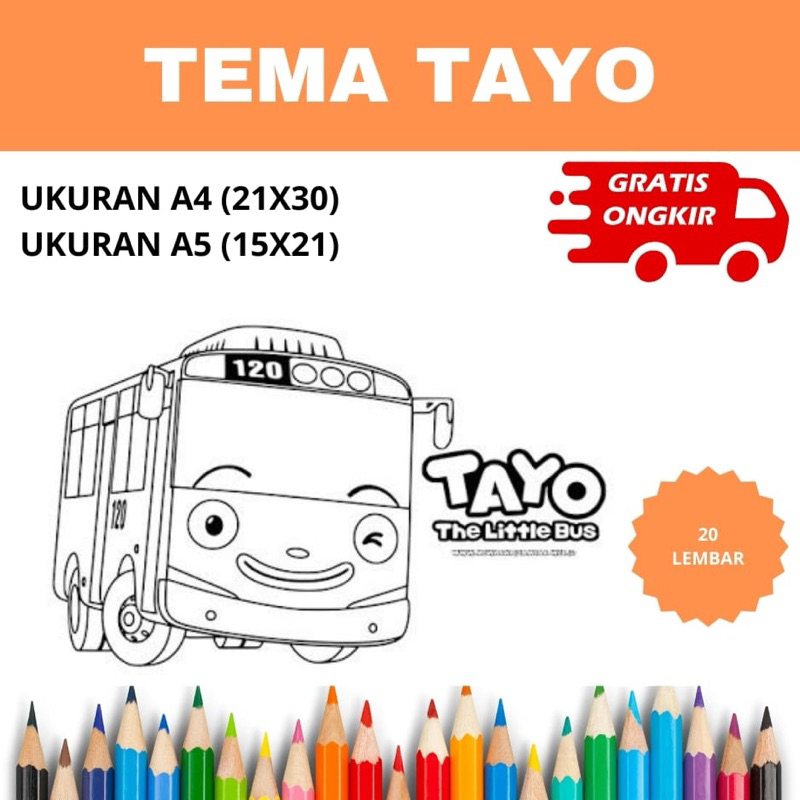 

Lembar Kertas Mewarnai Anak - Tema Tayo