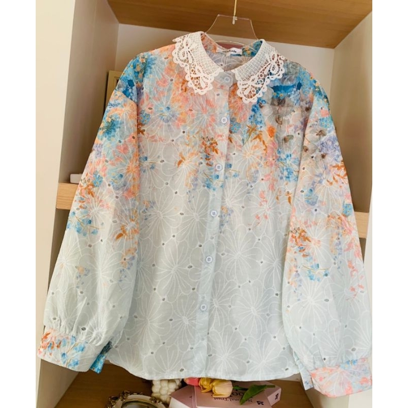 Ready kemeja ploylada cotton store katbol bunga bordir kupu cantik terbaru