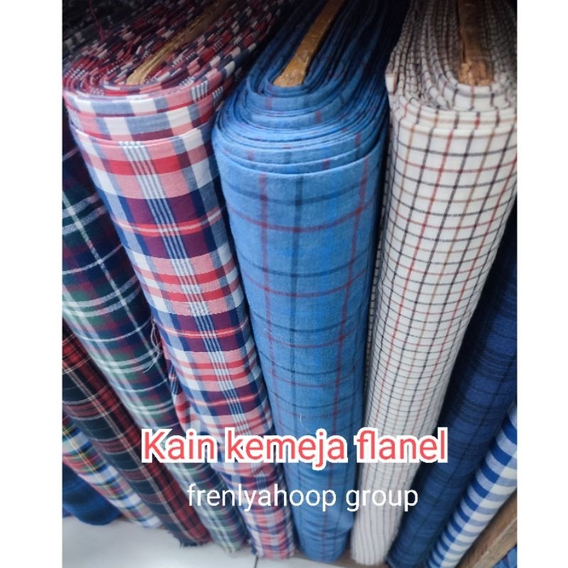 Kain flanel kotak bahan kemeja / Bahan kain kemeja kotak flanel (hrg 0.5 m)