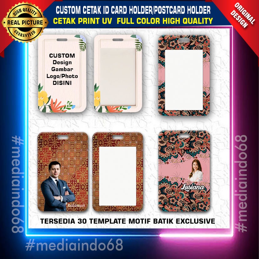 

Custom Cetak Card Holder bahan PVC Tebal/Motif Batik Id card Holder / Print Tempat Kartu/Photocard Holder Motif Batik Custom.