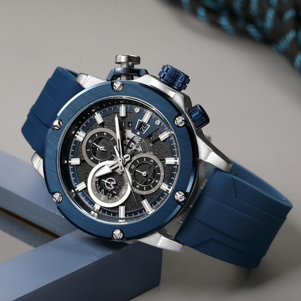 Big Sale  Jam Tangan Pria Evans Jayden 9616 Rubber Silicon Kaca Sapphire Water Resistant 5ATM