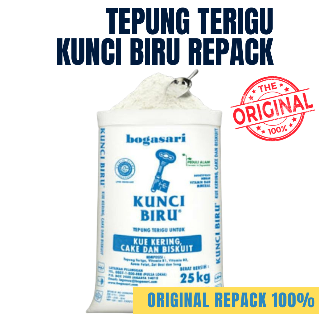 

TEPUNG TERIGU KUNCI BIRU REPACK 250G / TEPUNG TERIGU KUNCI BIRU / TEPUNG TERIGU KILOAN MURAH