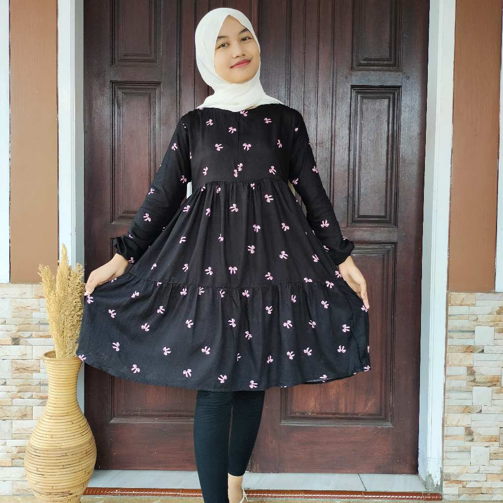 Atasan Tunik Rayon Anak Usia 9 - 12 Tahun / Atasan Tunik Rayon Anak Tanggung