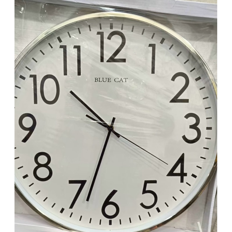 JAM DINDING BESAR JUMBO DIAMETER 45CM PINGGIR CROME SILVER GOOD QUALITY / JAM DINDING BESAR MESIN BA