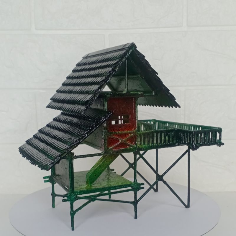 Rumah Saung Panggung Miniatur Bambu Kayu