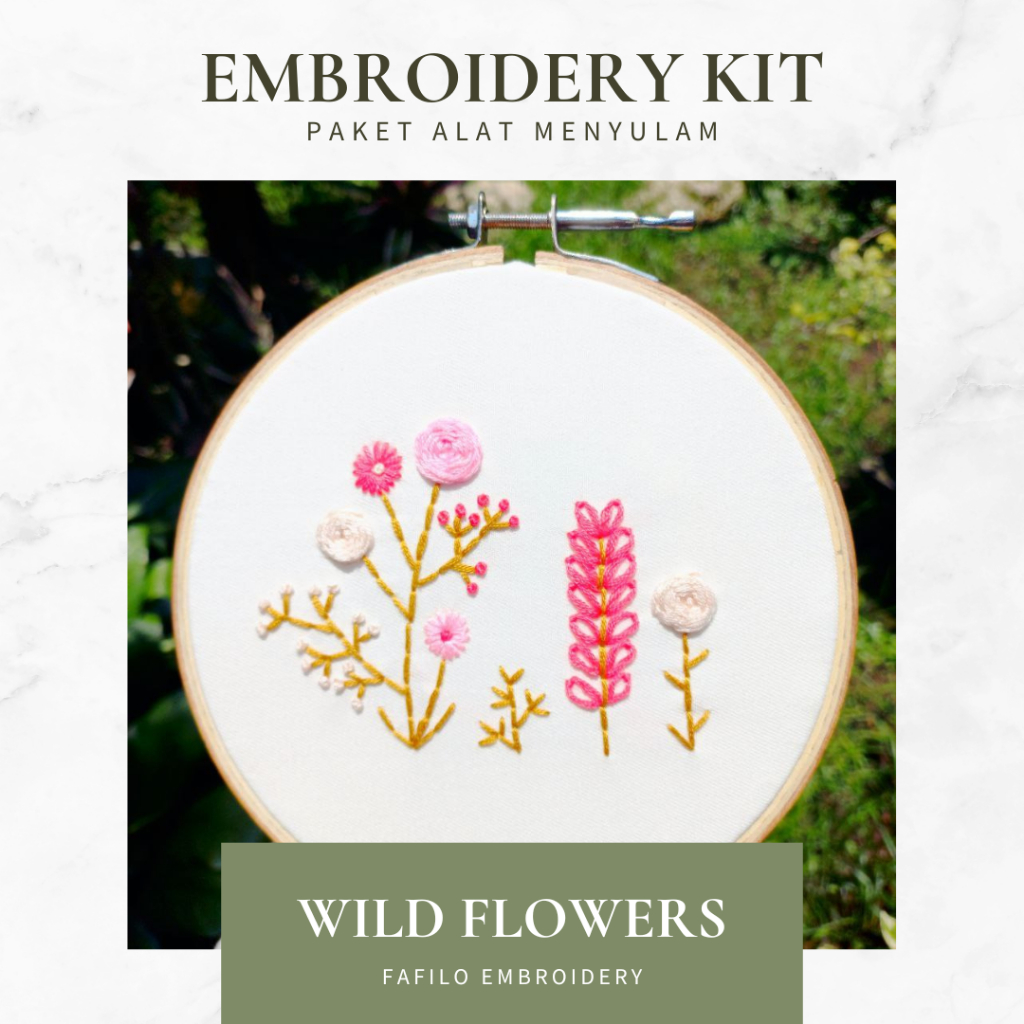 (15cm) Embroidery Kit Wildflowers / Paket Sulam Berpola untuk Pemula / Paket Sulam Tangan / DIY Meny