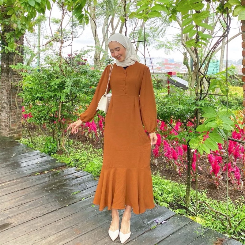 Ayesha Dress Korean/Gamis Crinkle Wanita/Dress Kekinian