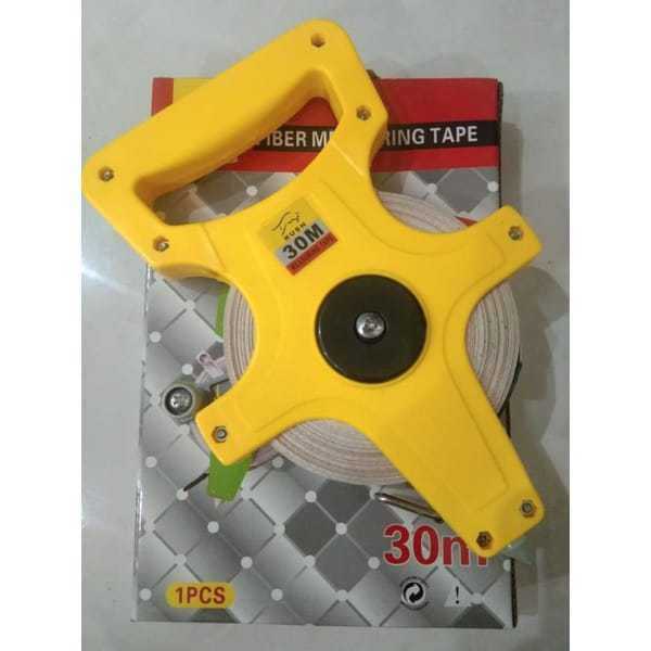 Meteran Fiber 30M Rush / Meteran Roll / Fiber Measuring Roll Tape / Meteran Tanah Roll Tancap 30 met