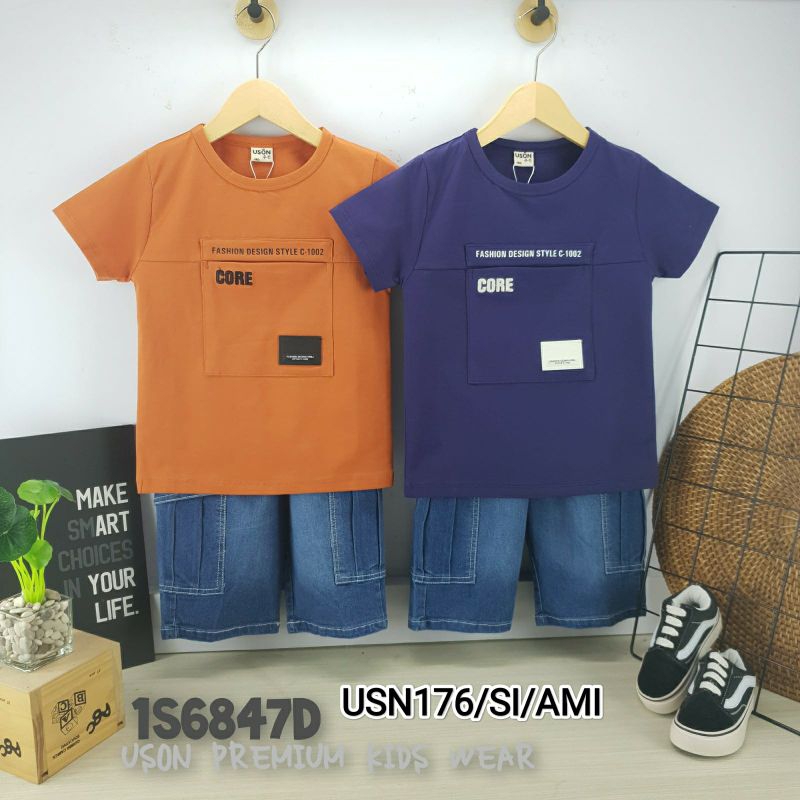 USON 4-6 Tahun Setelan Oblong Uson Celana Jens Kargo