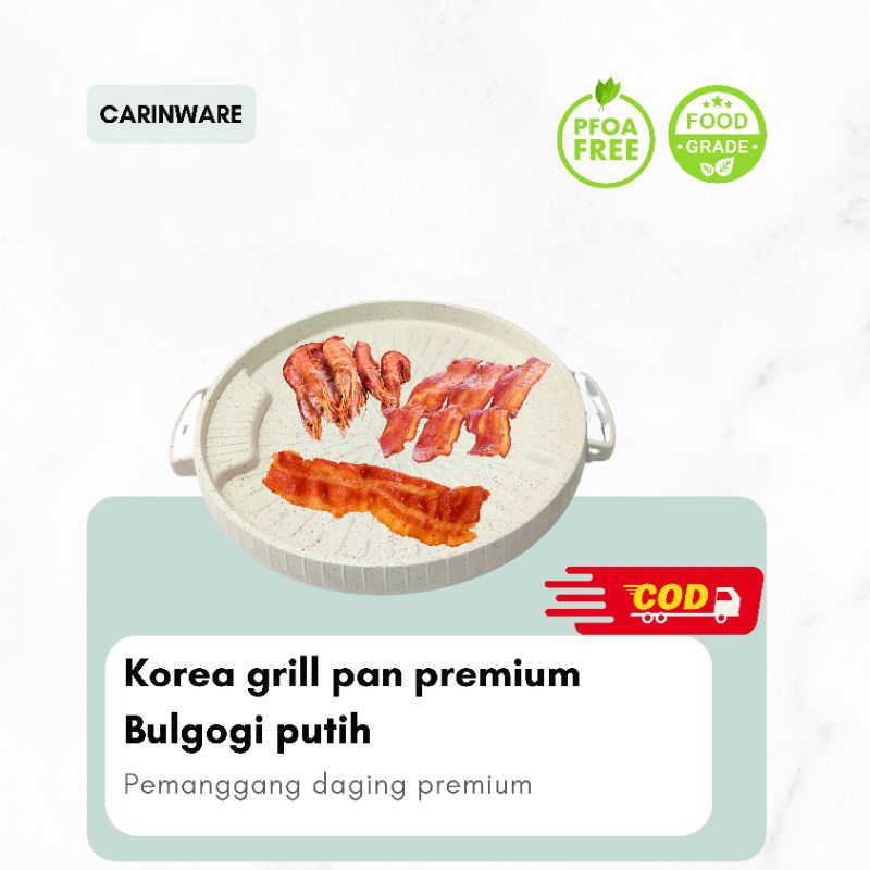 Carin korean grill pan premium bulgogi putih/granite BBQ alat pemanggang