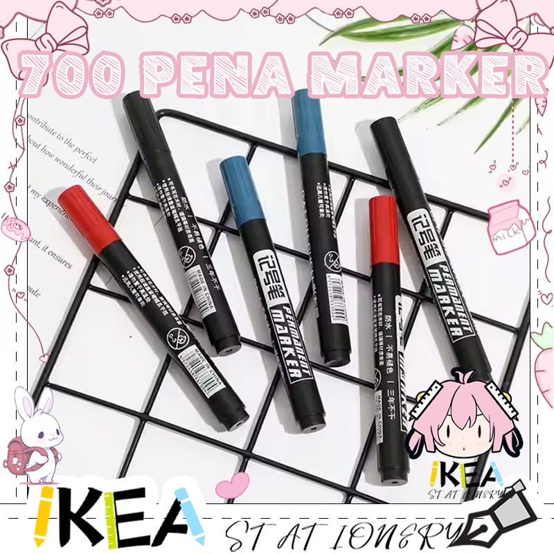 

IKEA-Spidol Permanent Marker Permanen Tahan Air Alat Tulis Spidol Cepat Kering Tinta Minyak Hitam Biru Merah Tidak Pudar
