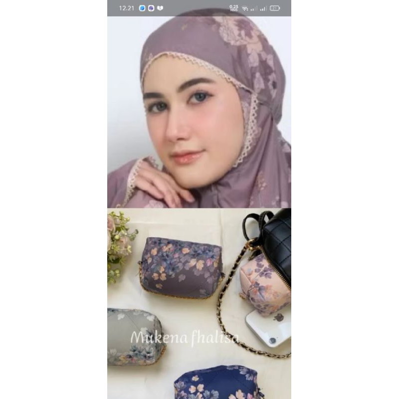 Mukena Terusan/lajuran Traveling Mini pouch Parasut  Korea Motif