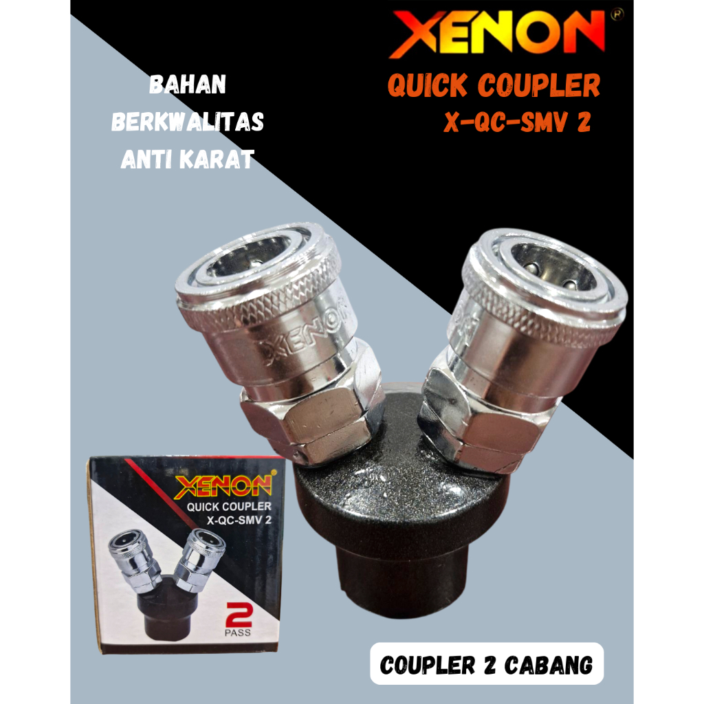 Xenon Coupler Cabang 2 /Sambungan Selang Compressor  Angin Coupler Xenon 2 Cabang