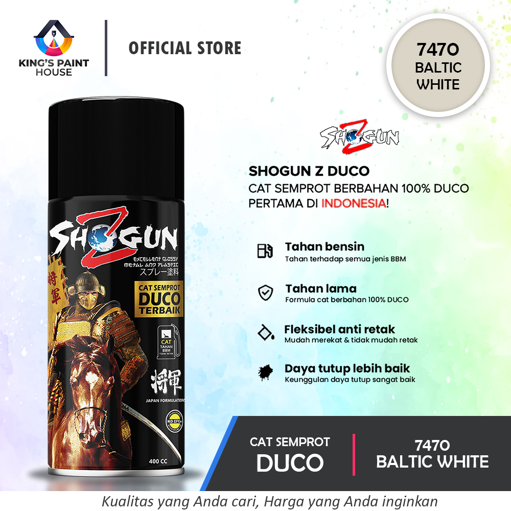 CAT PILOX  Shogun Z Baltic White 7470 - Cat Semprot Warna Putih Tulang Solid Tahan Bensin