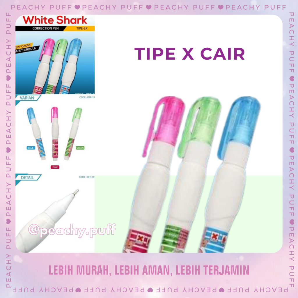 

TIP-X Cair Shark Quick Dry Correction Pen - Spidol Koreksi Cepat dengan Ujung Logam | New Product Tip EX Cair White Shark Quick Dry Correction Pen - O