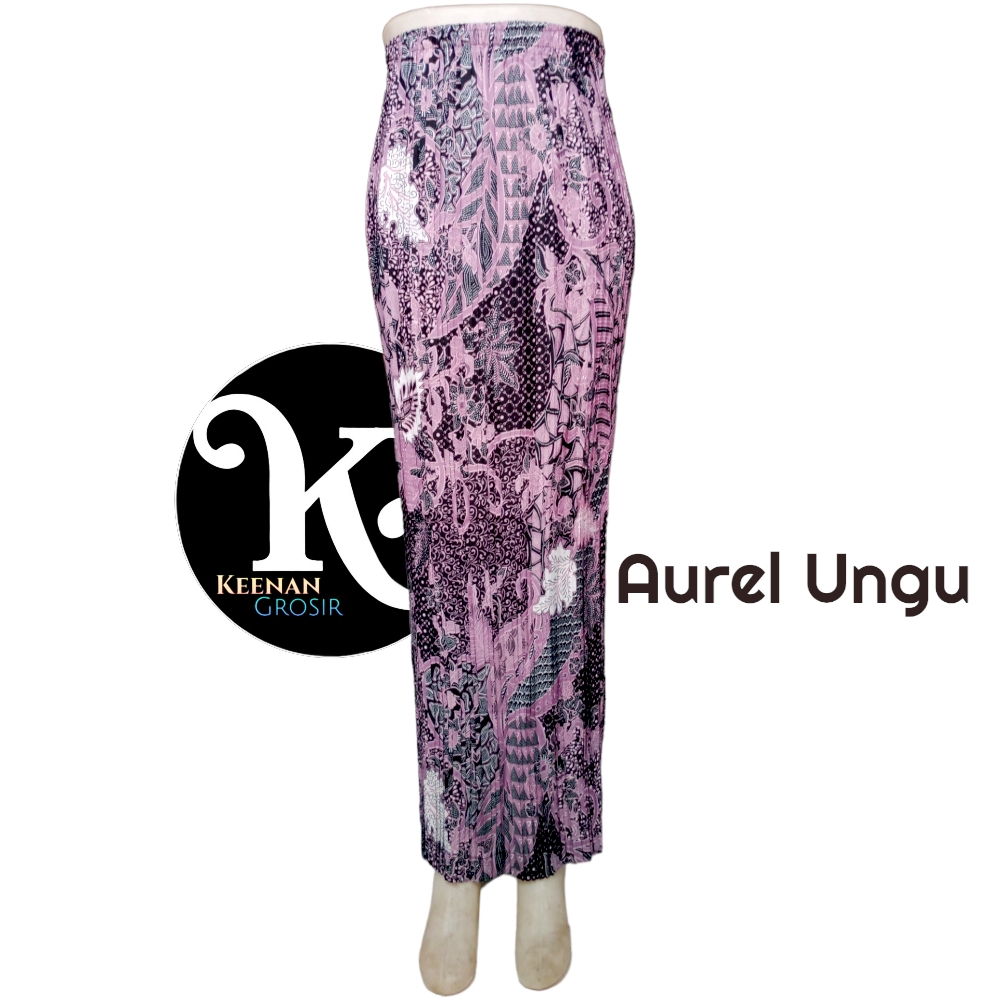 Rok Plisket Batik Motif Aurel Ungu