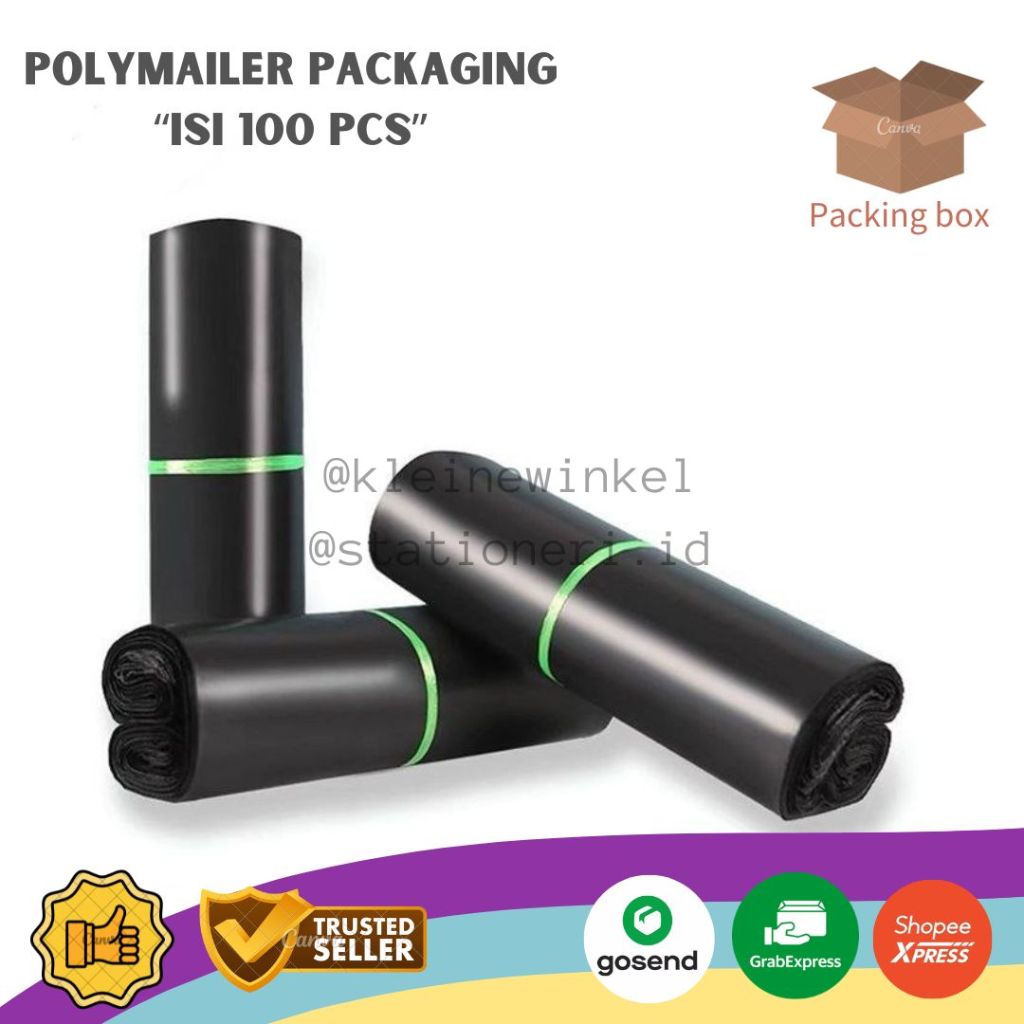 

Polymailer Packaging/Plastik Packing Paket DOFF HITAM isi 100pcs [ 1 PACK ]
