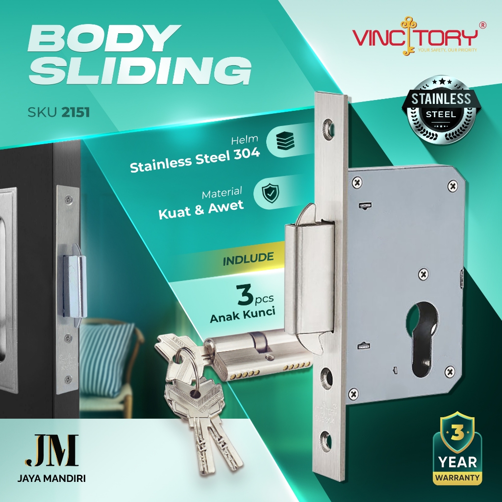 Vincitory Kunci Pintu Geser Sliding / Body Kunci Pintu Geser | 2151