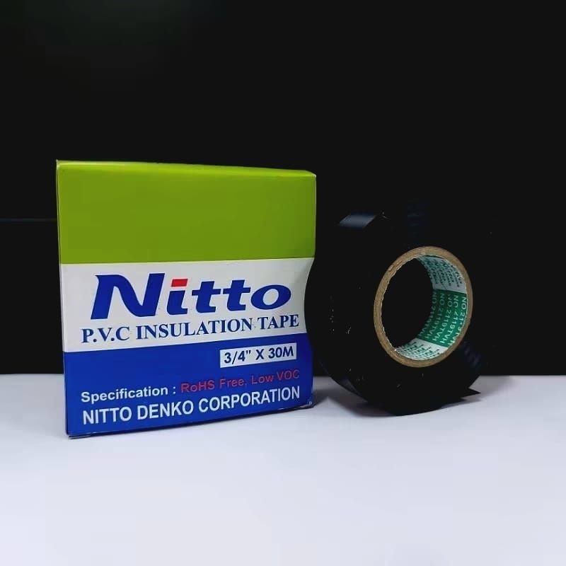 ISOLASI NITTO - Isolasi Listrik Nitto - Lakban Hitam Nitto - Nitto Tape PVC Insulation 3/4 x 25M SNI