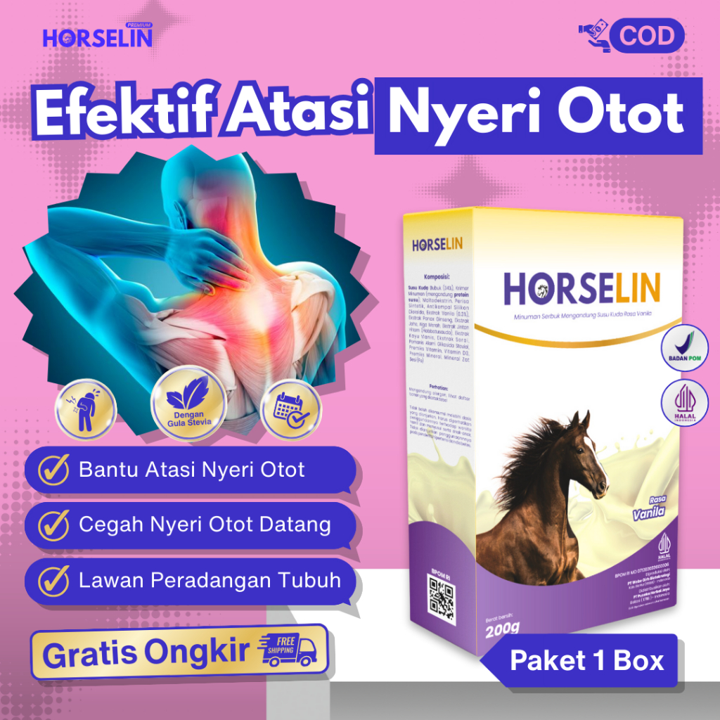 

Susu Kuda untuk NYERI OTOT dari HORSELIN Susu Kuda Liar Asli Sumbawa Herbal Premium (200gr)