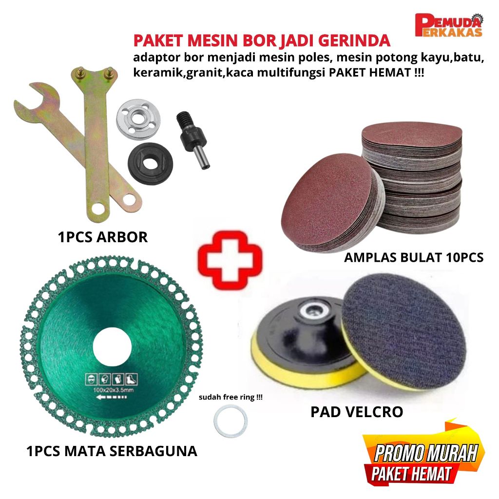 Adaptor Mesin Bor untuk Amplas dan Circular Potong Kayu Besi Keramik