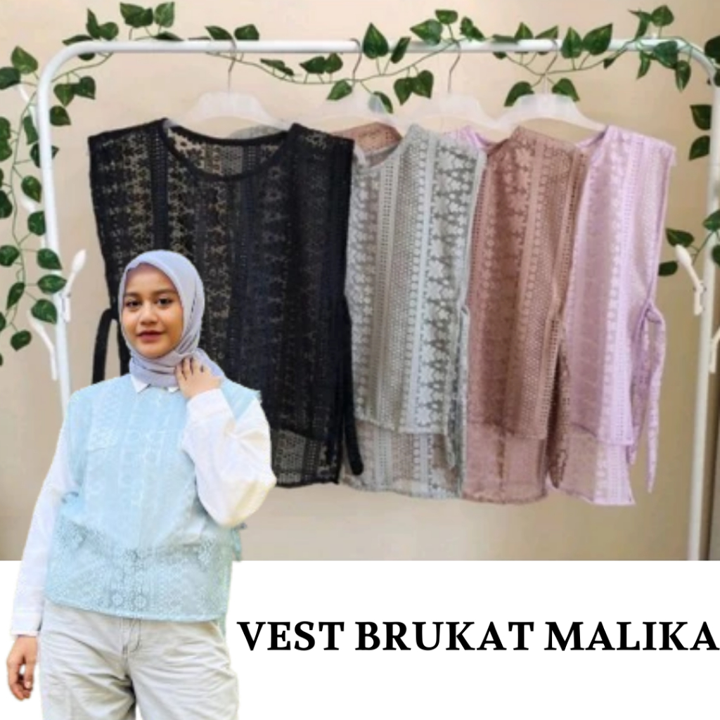 VEST TALI BRUKAT MODEL REMPEL OUTER GAMIS KEKINIAN  ROMPI WANITA BROKAT MALIKA PREMIUM Vest brukat m
