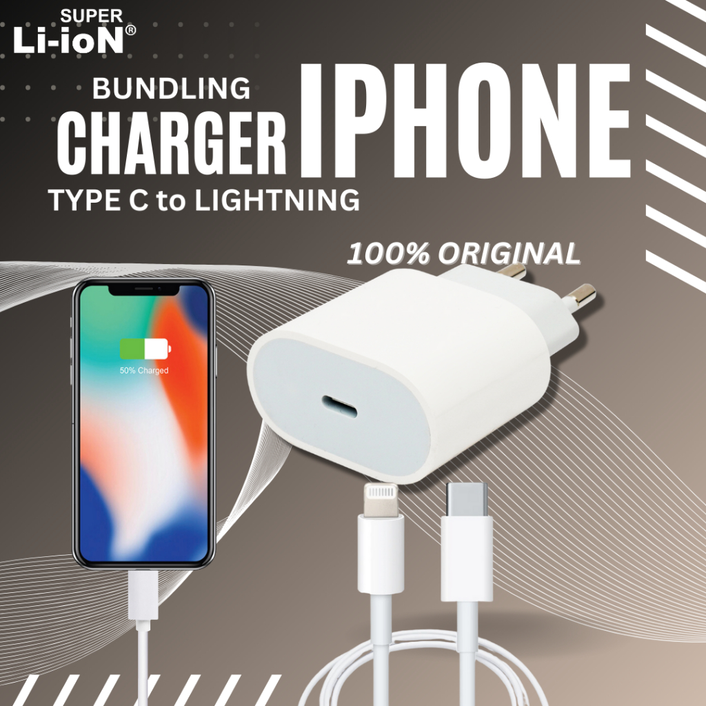 18w Charger Orginal Iphone - Charger Fast Charging - 18 Watt - Kabel C to Lightning Iphone - Charger
