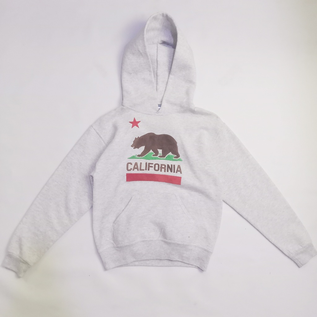 Hoodie Jerzees NuBlend California Putih Ukuran M – Desain Beruang Ikonik