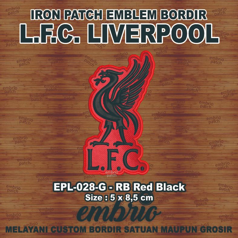 EPL-028-G Patch LFC emblem bordir logo jersey LFC liverpool fc - RB Red Black - 5x8,5cm - Embrio Pat