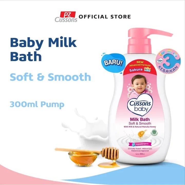 Cussons Baby Milk Bath Soft & Smooth pump 300ml- sabun mandi bayi