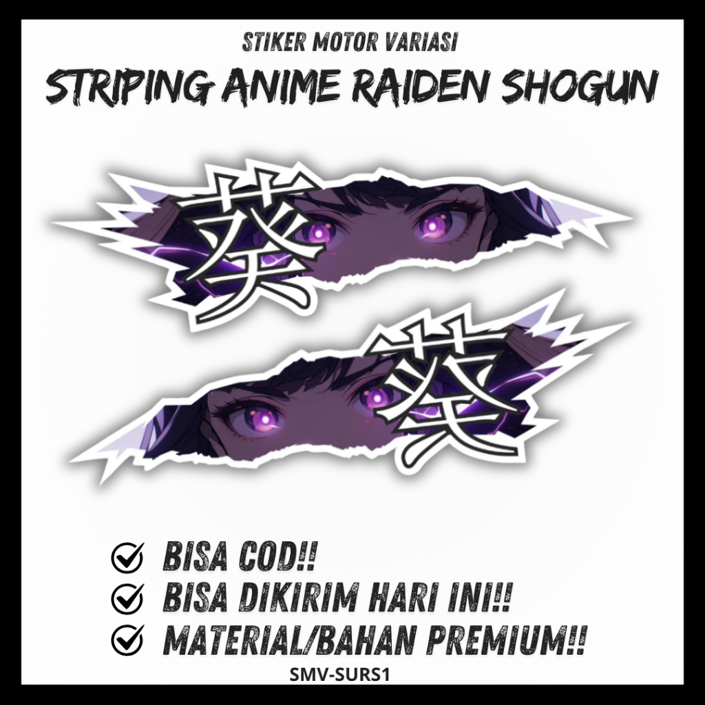 Stiker Striping Baal Raiden Shogun Sticker Genshin Impact Raiden Shogun Universal Kanan Kiri
