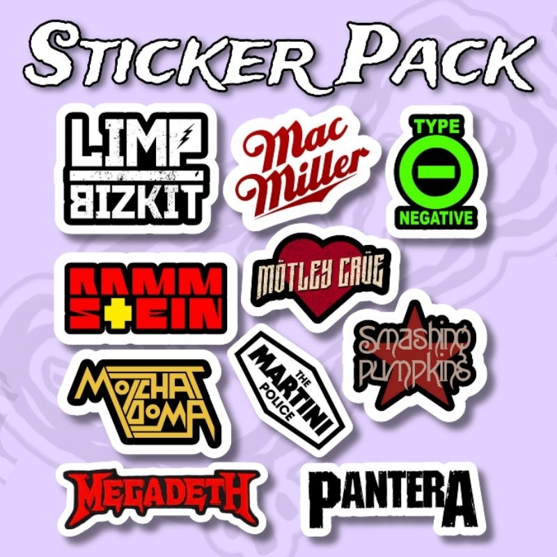 

Sticker Band Mix Vol 2 Limp Bizkit Pantera Megadeth pack isi 10 pcs vinyl glossy