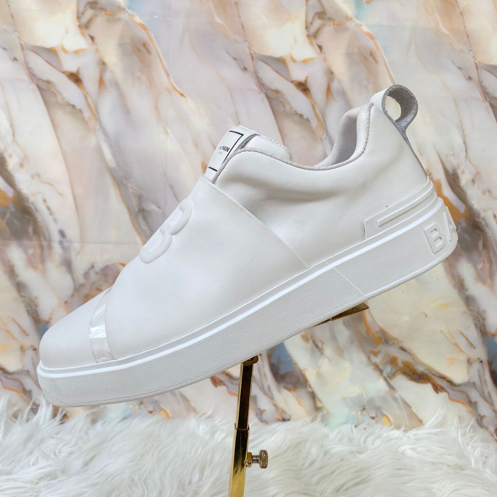 Sepatu Itali Pria Casual Slip On Full White Kulit Bal