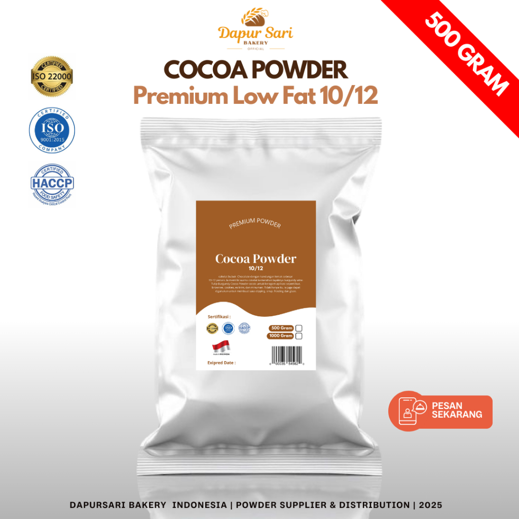 

DAPURSARI - COCOA POWDER PREMIUM / COKLAT BUBUK - PREMIUM LOW FAT 500 GRAM