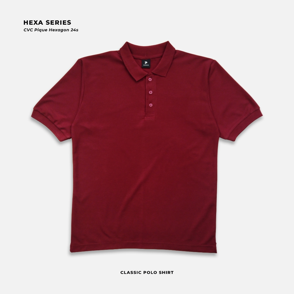 PEANUD Hexa Classic Polo Shirt CVC Pique Hexagon 24s Burgundy