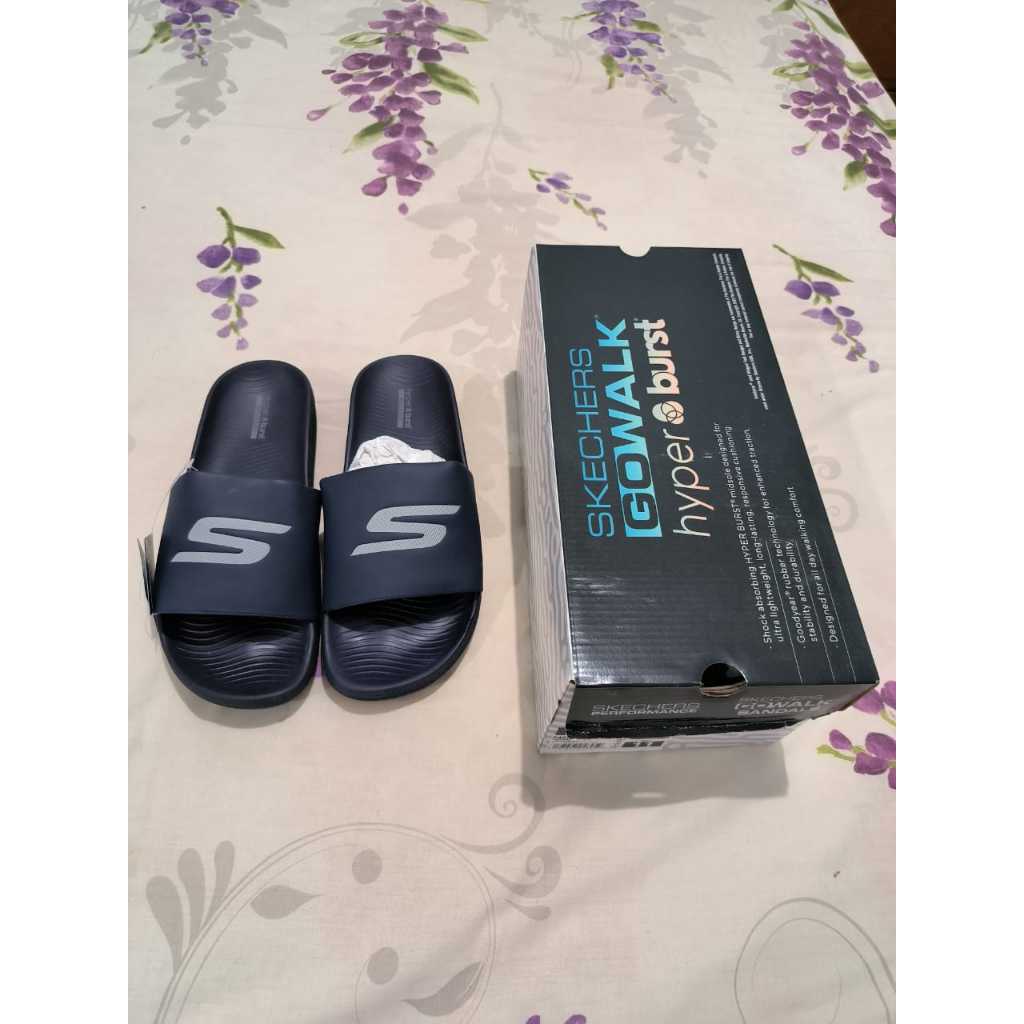 Sandal Pria Skechers Go Walk Men's Sandal - Blue ORIGINAL - 44.5