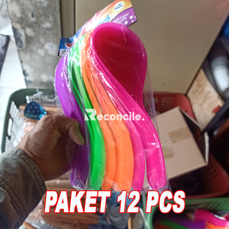 AM18 - 12PCS Centong Nasi Plastik Boboko Cukil Nasi Pelangi Centong sayur