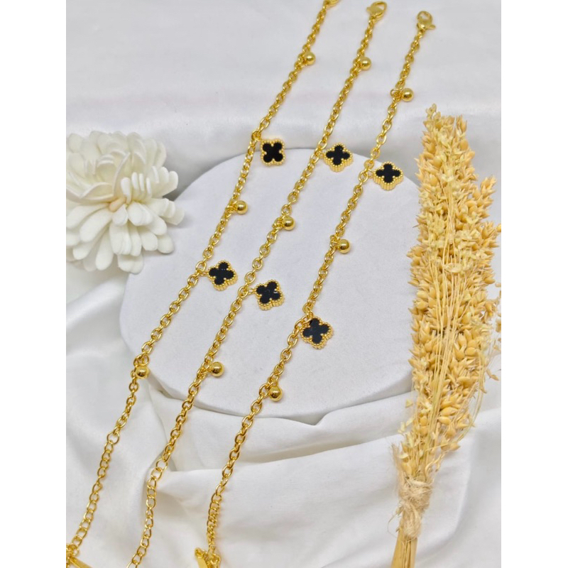 Gelang Tangan Clover Pengait Udang Bahan Titanium