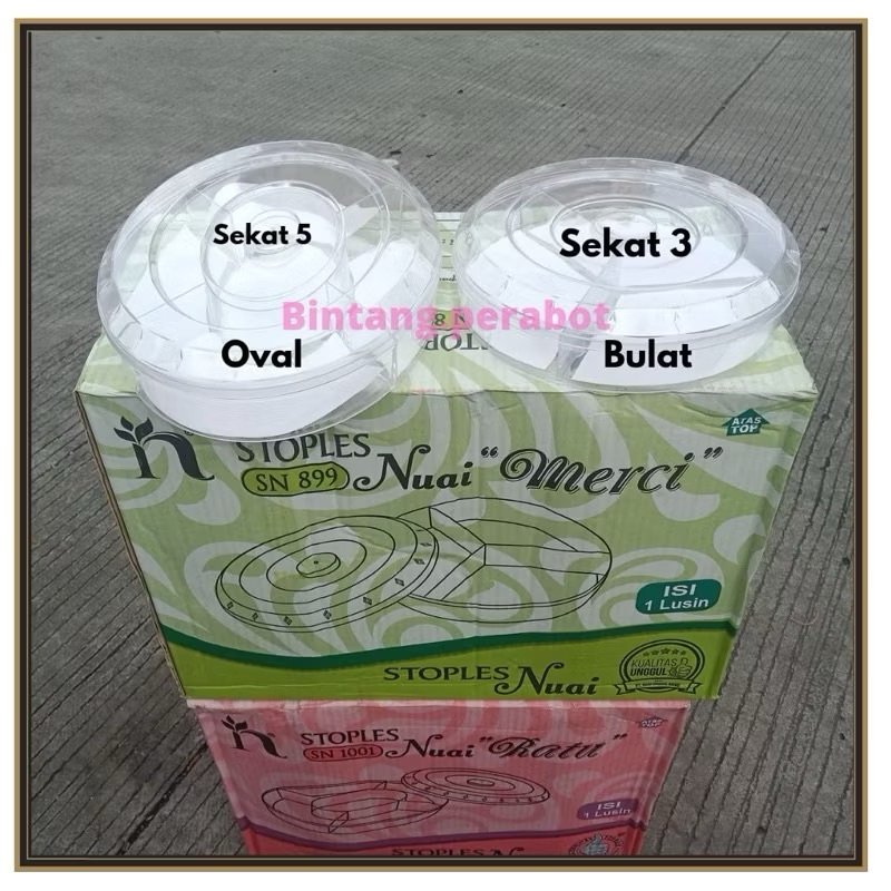 Toples Nuai Merci SN 899 / Toples Nuai Ratu SN 1001 / Toples Kue Kering Sekat 3 Bulat / Toples Kue K