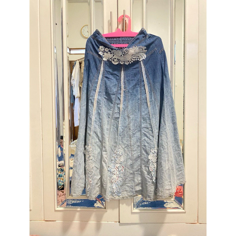 PL rok jeans gradasi brukat