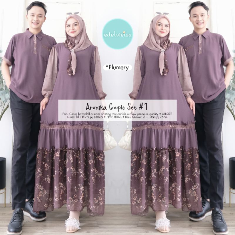 couple gamis free hijab arunika set